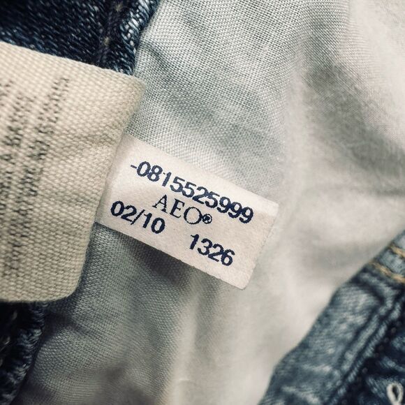 American Eagle Denim Mini Skirt 14 (37x12.5) Blue Distressed Button Cotton Women - Picture 6 of 10